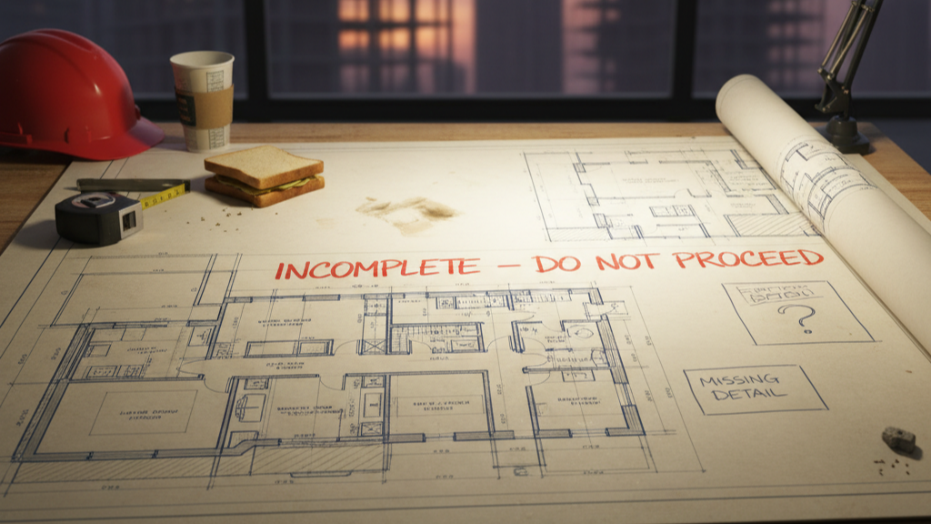 Incomplete building plans